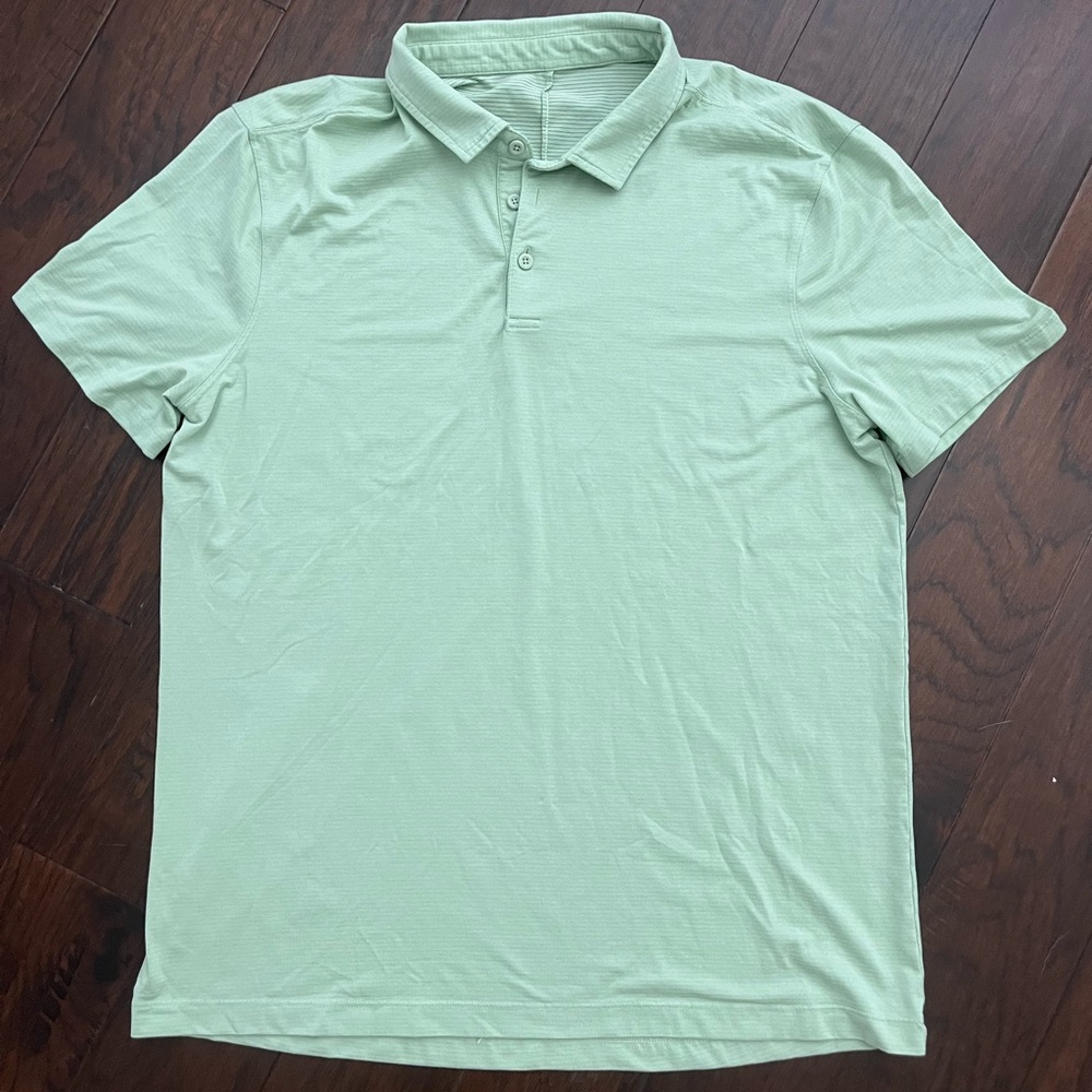 Lululemon Evolution Polo Shirt Mens Large L Short Sleeve Green